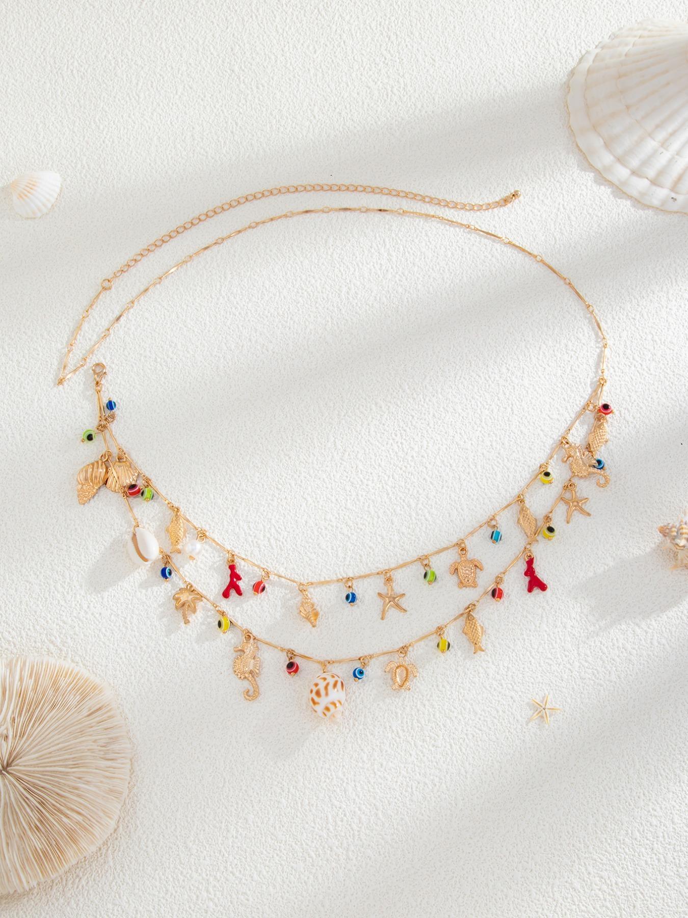 Colorful Shell & Conch Design Body Chain, Fashionable Body Jewelry for Women, Elegant All-match Fashion Accessories for Daily Wear