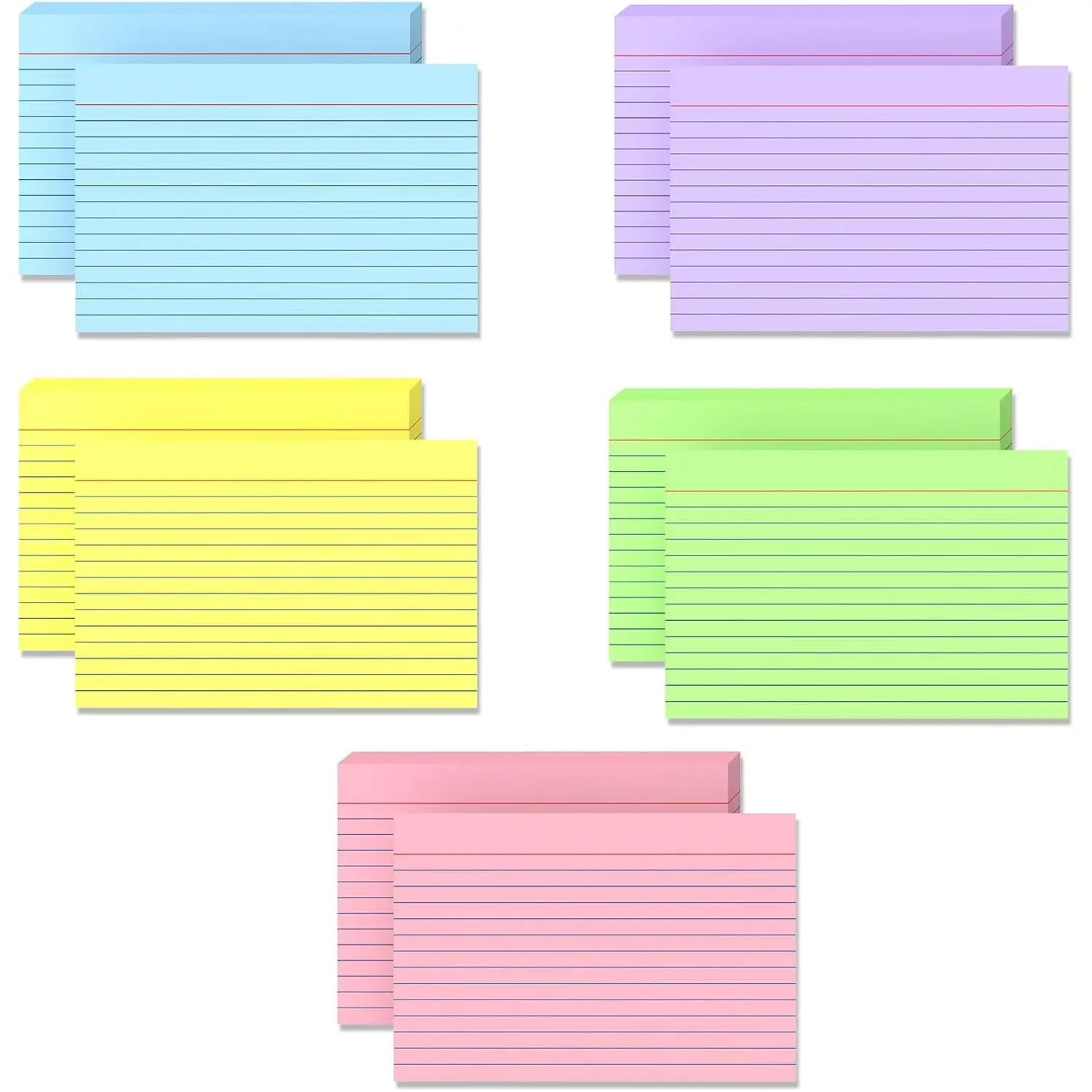 4x6 Index Cards 200 Count Colored Lined Flash Cards Notecards for Studying 180GSM Study Card 5 Pack of 40