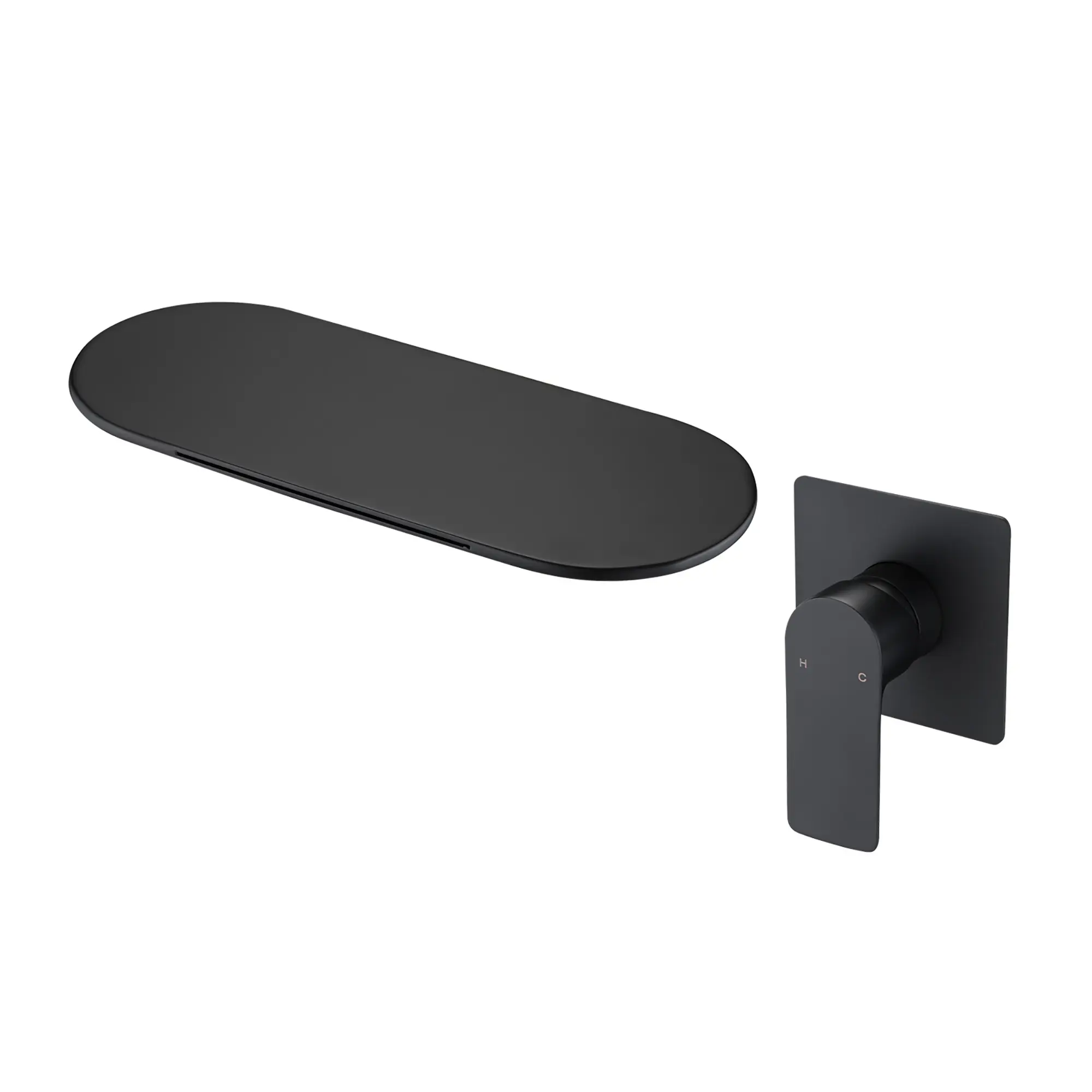 Nokaa Wall Mount Bathtub Faucet Matte Black Single Handle Modern Bathroom Tub Filler with Rough-in Valve High Flow Waterfall Spout, Wall-Mounted Tub Tap, Contemporary Bathroom Fixture