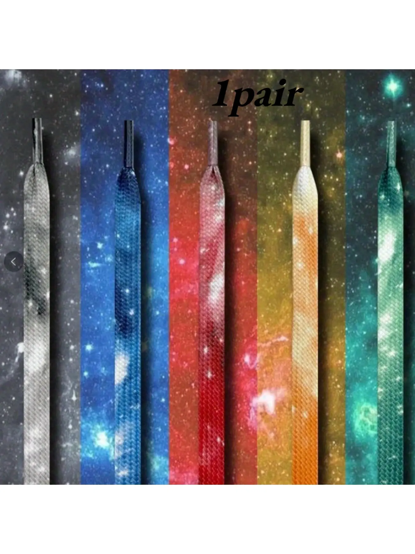 1 pair of shoelaces for sneakers, flat shoelaces with galaxy and universe design, unisex shoelaces for sports shoes, stylish flat laces for men and women, essential for creating textured shoe styles with exclusive quality and effortless matching.