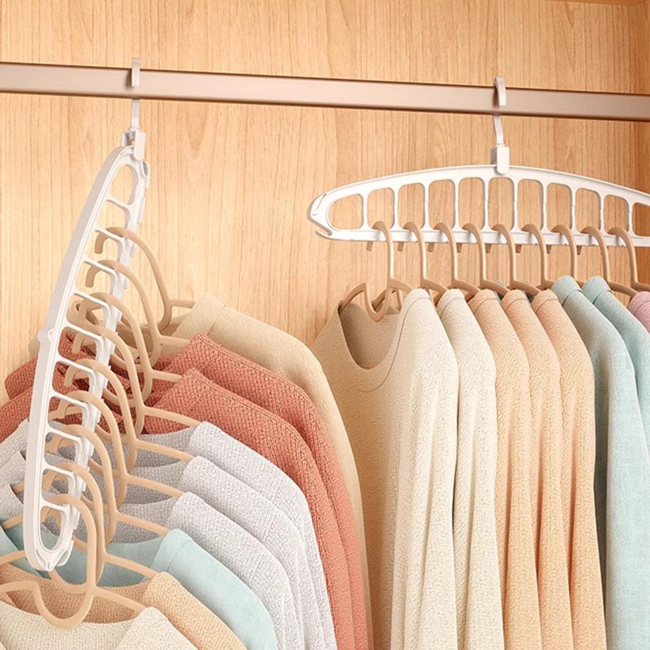 5 PCS Rotatable Folding Clothes Hanger, 1 Pack Space Saving Rotating Closet Organizer, Large Capacity Wardrobe Hanging Rack for Dorm, Bedroom Clothes Storage