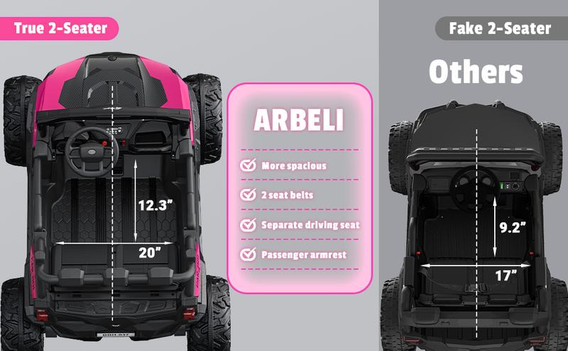 24V 2 Seater Ride on Car Truck, 4x200W, EVA Tires, 4WD/2WD, Rainbow Lights, Remote Control, Shock Absorbers, Bluetooth, Ride On UTV Toy for Kids – The Ultimate Christmas Gift They’ll Love!