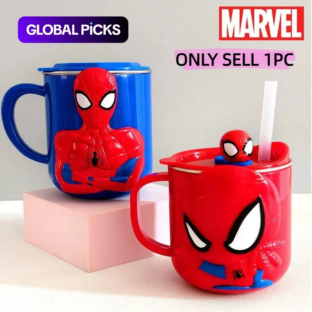 Marvel Officially Licensed Spider-Man 3D Mug, Stainless Steel Insulated Coffee Cup with Lid & Straw, Coffee Mugs with Lids, 260ml/320ml, Aesthetic Desk Decor, Back to School Teen Boy Gamer Gift, Heavy Duty Leakproof Travel Tumbler #GLOBAL PICKS
