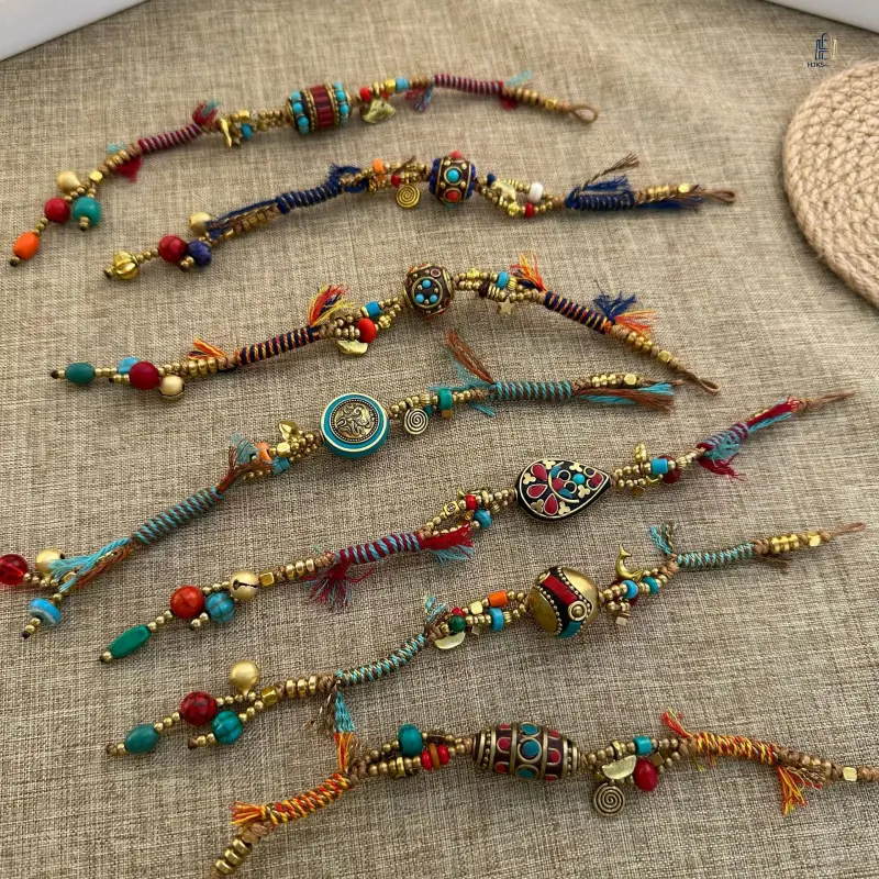 Retro-Style Wax Cord Bracelet, Hand-Braided with an Antique Bell Charm for Women, Adjustable and Stackable Design, Pe Cord, Female Wear, Retro Look