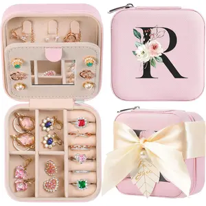 Travel Jewelry Box  Women and Girls - Small Case With Initial A-Z - Teacher Gifts