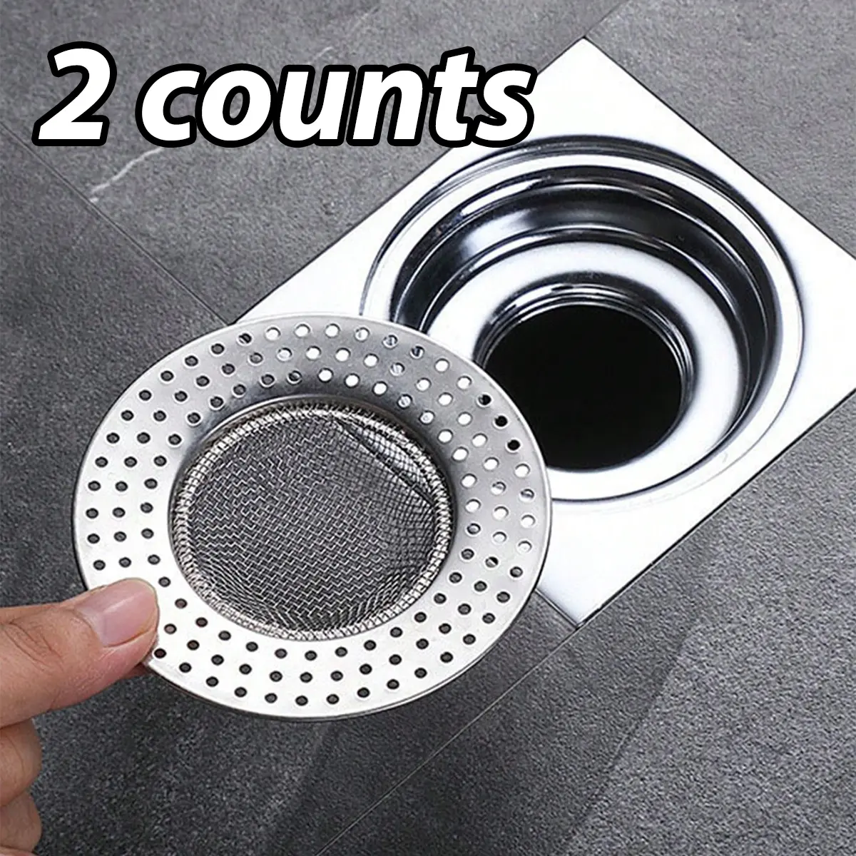 Stainless Steel Sink Drain Cover, 2-Pack Anti-Clogging Strainer, Bathroom & Kitchen Accessories, Drain Protector, Durable Design, Drainage, Count
