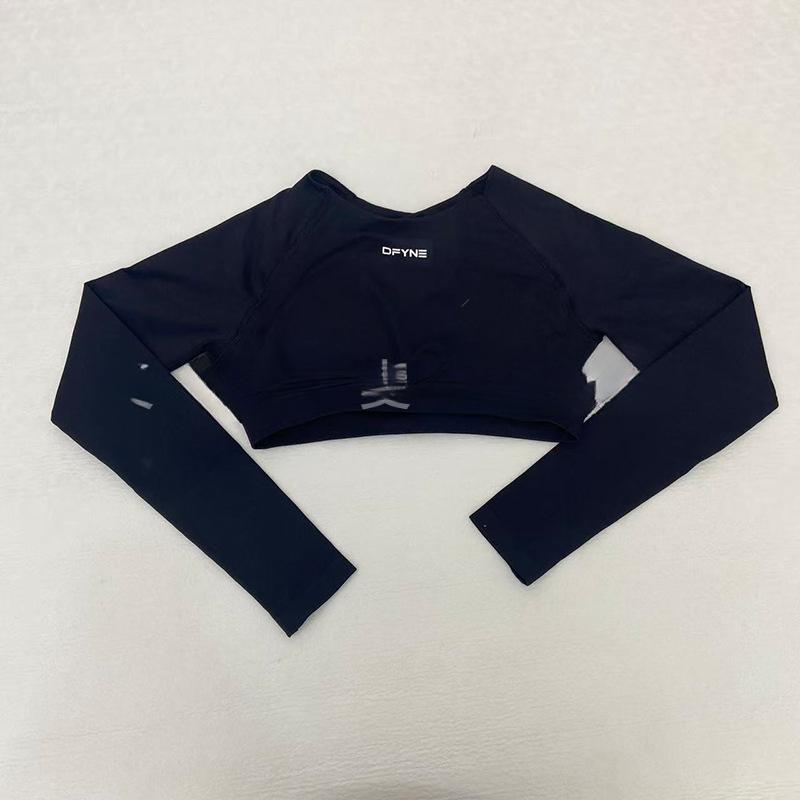 Women's DFYNE Impact Long Sleeve Crop Top, Seamless Open Back Yoga Tops, High Waist Workout Shirts for Gym