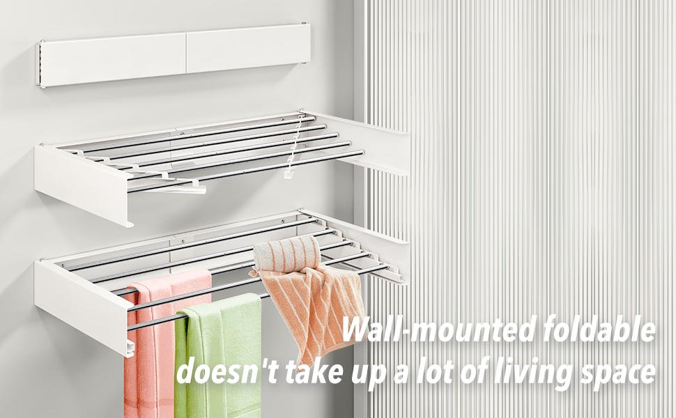 Wall Mounted Drying Rack,32 inches,Foldbale, Clothes Drying Rack,Laundry Drying Rack Wall,Drying Rack Clothing Saver,Retractable,Collapsible,Folding Laundry Rack,White Wall Mounted Drying Rack,32 inches,Foldbale, Clothes Drying Rack,Laundry Drying Rack Wall,Drying Rack Clothing Saver,Retractable,Collapsible,Folding Laundry Rack,White