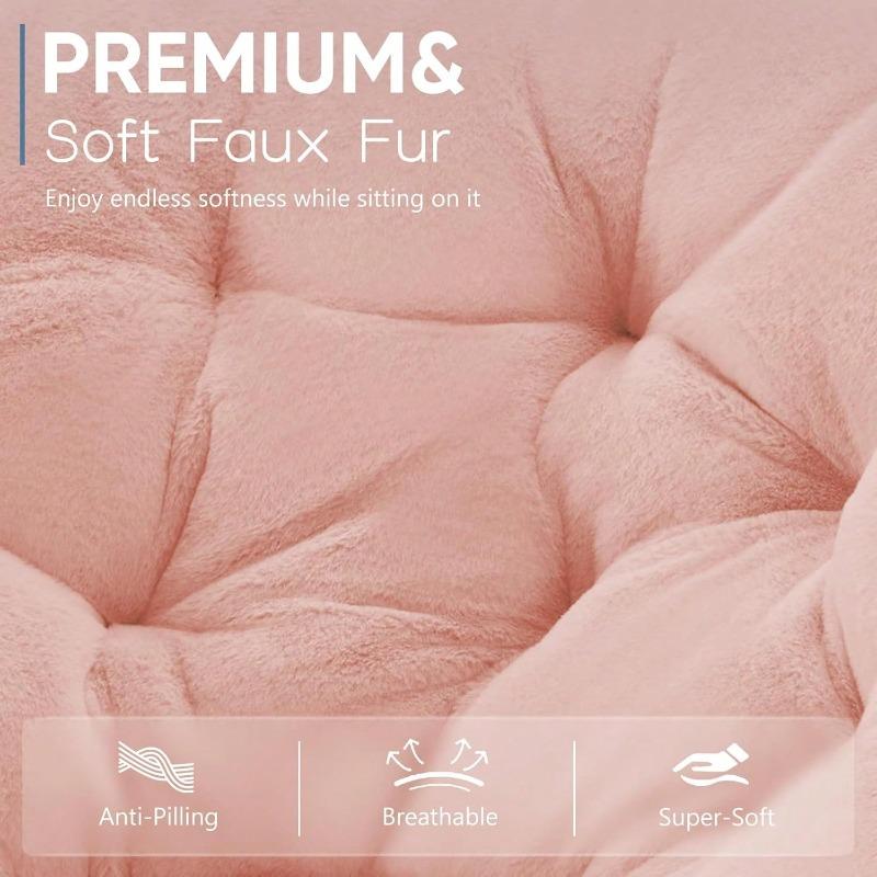 Sweetcrispy Sweetcrispy Comfy Chair For Adults, Soft Faux Fur Folding Lounge For Bedroom Living Room Dorm Rooms Flexible Reading Chair For Teens, Large Size Foldable,Square-Pink