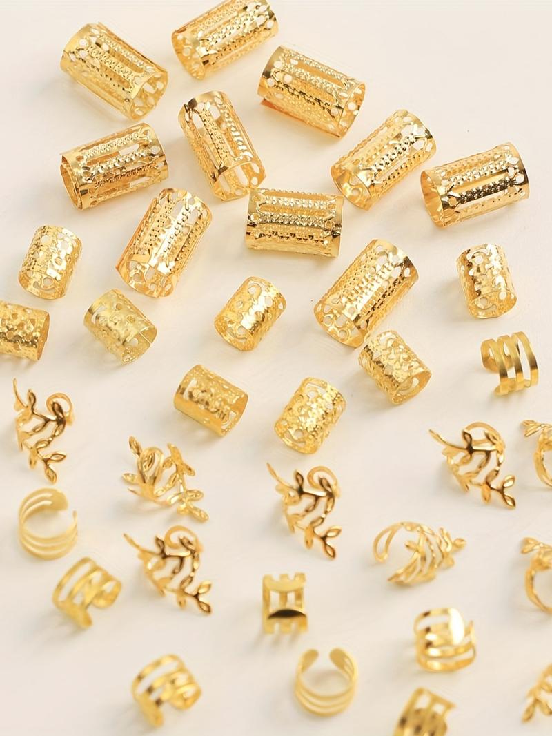 Hair Jewelry for Braids Accessories,Pirate Costume Women Accessories, Hair Beads for Braids, Gold Silver Hair Accessories, Braids Rings Cuffs Clips for Dreadlock Accessories Dreadlock Beads Metal Hair Clips Decoration