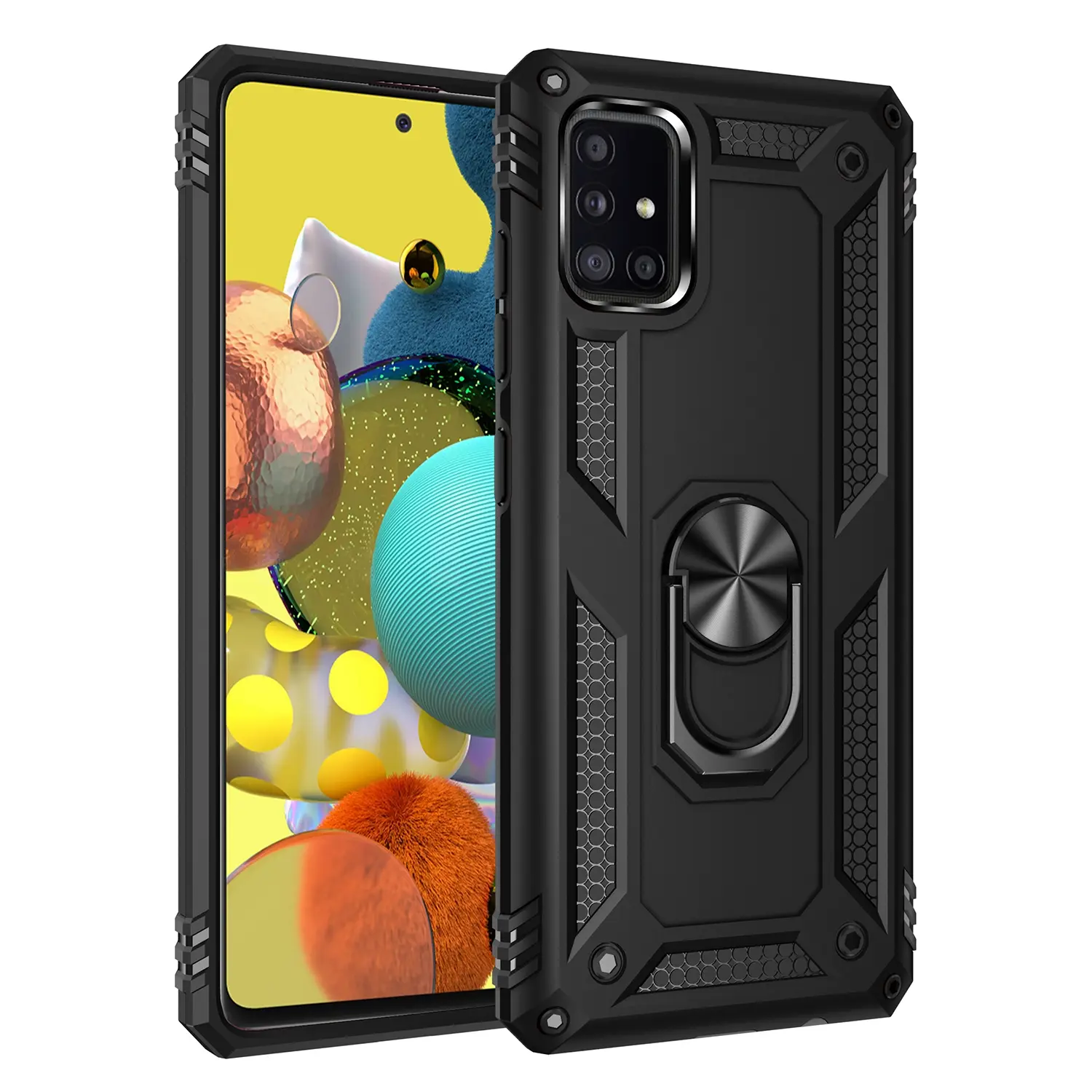 Case for Samsung Galaxy A51 5G/A51/A41, Shockproof Anti-Explosion, Non-Slip, Durable Dual-Layer, 360° Rotatable Magnetic Ring Stand for Samsung Galaxy A51 5G/A51/A41 Case