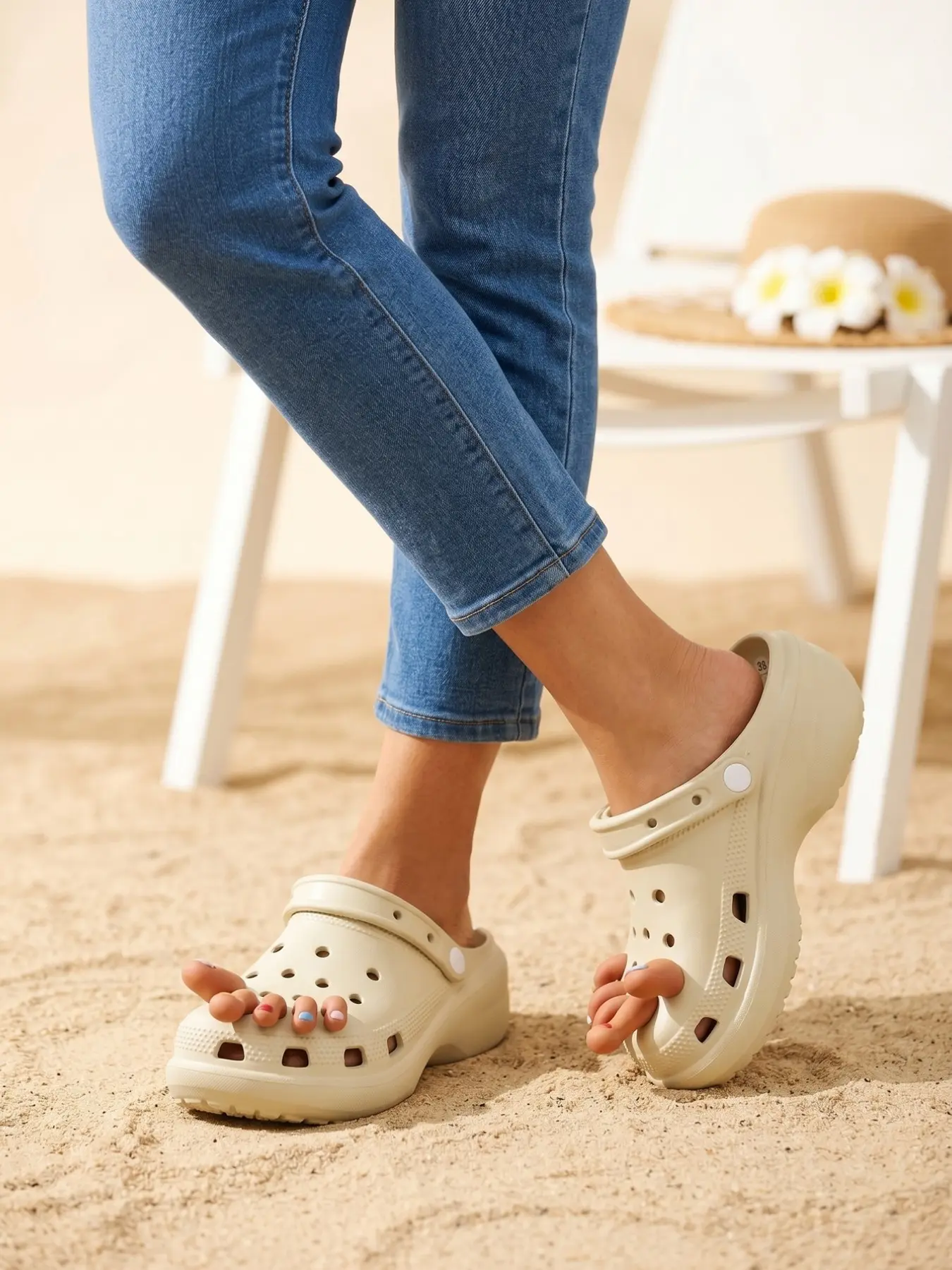 Women's Platform Clogs, Thick Sole Non-Slip Eva Breathable Beach Slide Sandals, Slipper, Casual Plain Style, Less Than Ankle Height