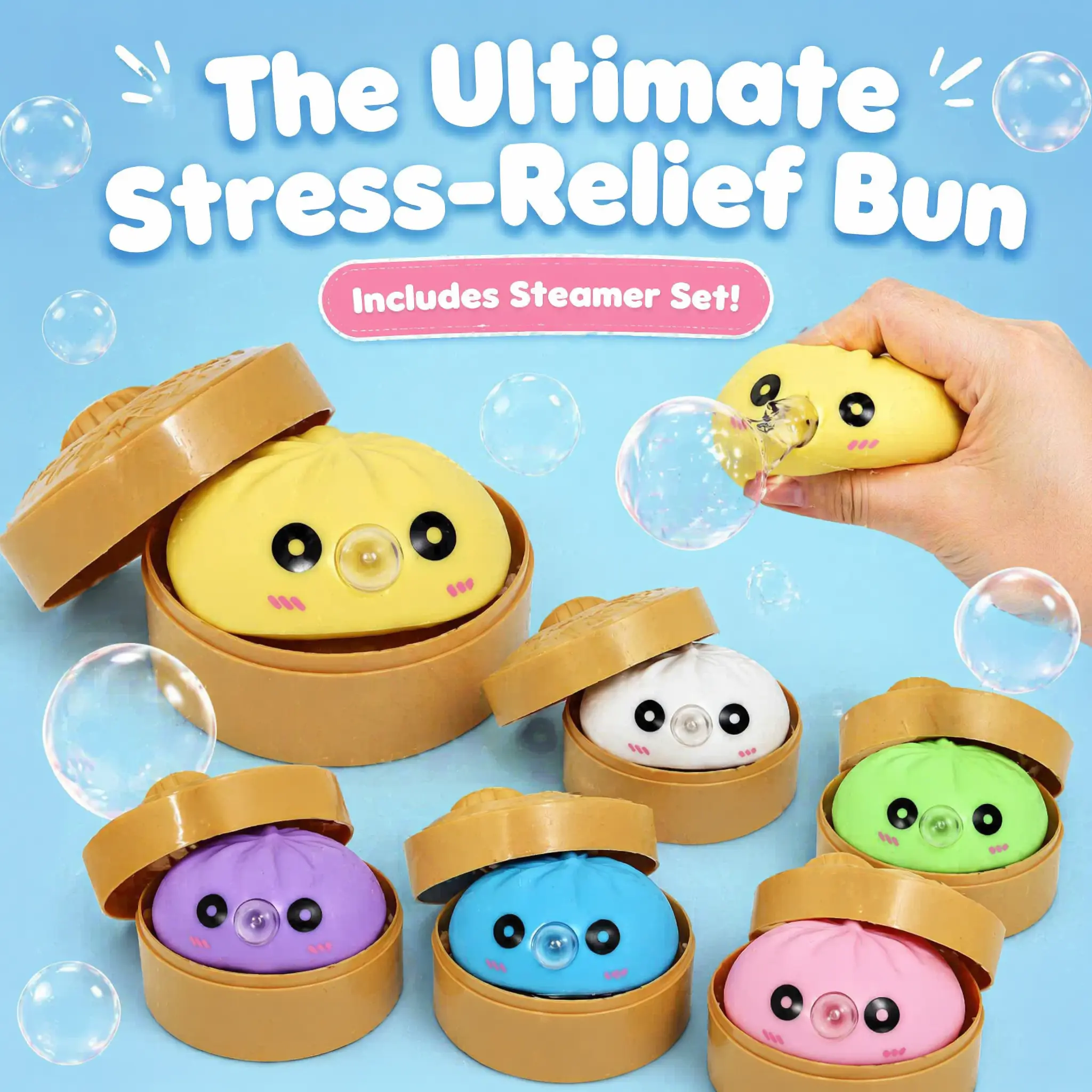 Bubble Dumpling Squishy Toy, Cute Soft Sensory Stress Relief Squeeze Fidget Toy, Desk Toy Gift for Kids, Teens & Adults
