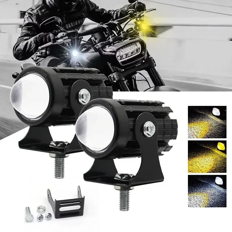 Modified Motorcycle LED Headlight, Universal High-Quality 20w Dual-Color LED Bike Light, Motorcycle LED Spotlight, Model 2a49j-Cb01, Tpr Enclosure