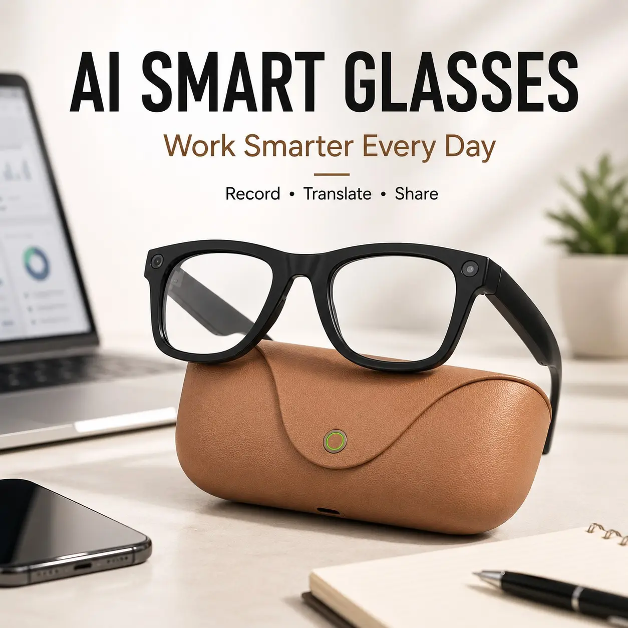 2026 Men Wearable Smart Audio Sunglasses, Wireless Eyewear with Camera, Ai Translation, Hands-Free Calls, Voice Assistant Control