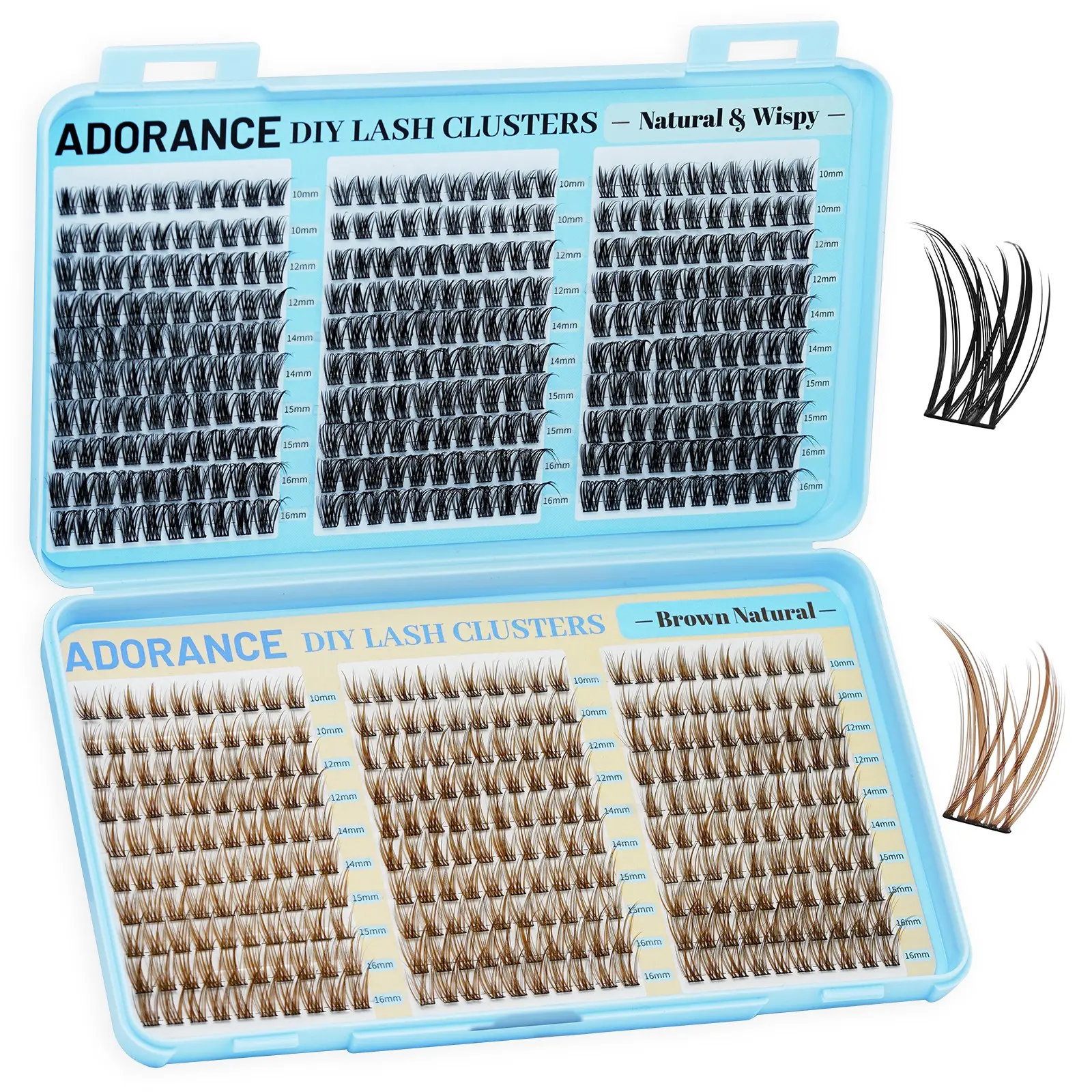 ADORANCE 600PCS Lash Book 2 Color Lash Clusters, Natural Volume Individual Lashes, Voluminous False Eyelashes, Volumized False Eyelashes, Lightweight Soft Band, Reusable DIY Eyelash Extensions, Salon Look at Home, Easy to Apply