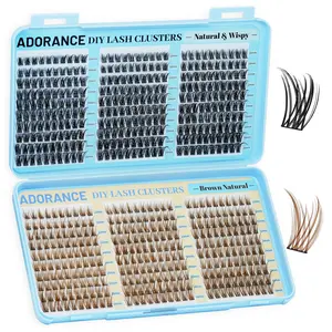 ADORANCE 600PCS Lash Book 2 Color Lash Clusters, Black VM01 + Brown VM01, Natural Wispy Fluffy Volume Individual Lashes, Ultra Lightweight Soft Band, Reusable DIY Eyelash Extensions for Beginners, Salon Look at Home, Easy to Apply