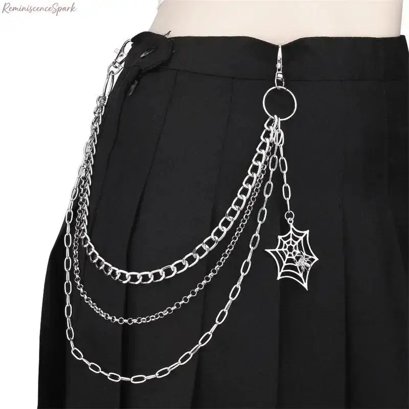 Spider Web Wallet Chain for Men & Women, Gothic Punk Jean Chain with Detachable Keychain, Y2K Hip‑Hop Streetwear Accessory, Sturdy Metal Build, Alternative Fashion Piece, Great for Concerts, Festivals, Cosplay, Halloween Events & Daily Street Styling