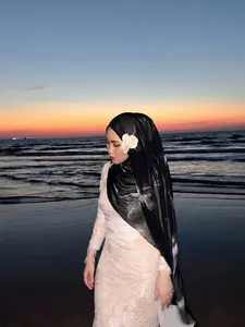 High-End Cool Smoke Ink Wash Hijab, Lightweight Breathable Skin-Friendly, Muslim Hijab, Elegant Atmosphere Scarf