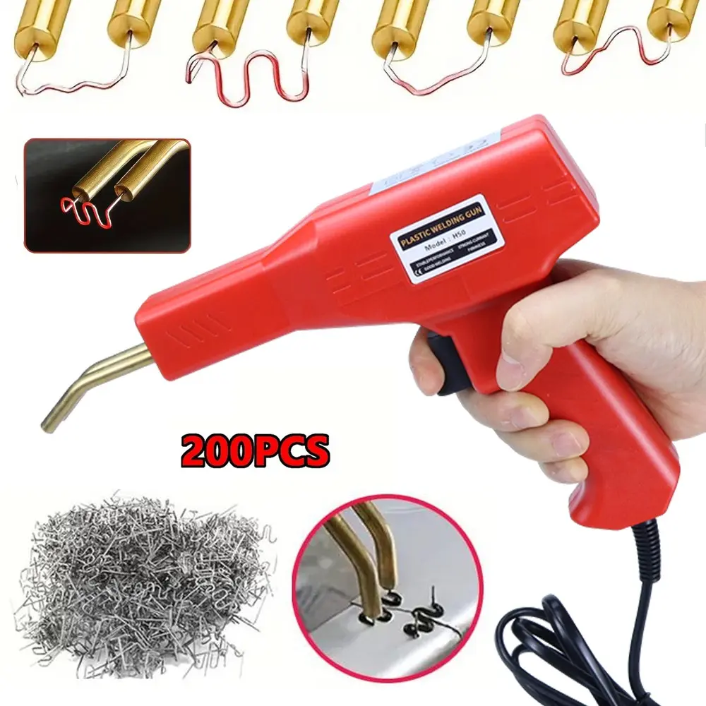 Car Plastic Welding Repair Tool, Handheld PVC Welder, Ideal for Car Bumper Repair, Includes 200 Pins, DIY Project Welding Tool