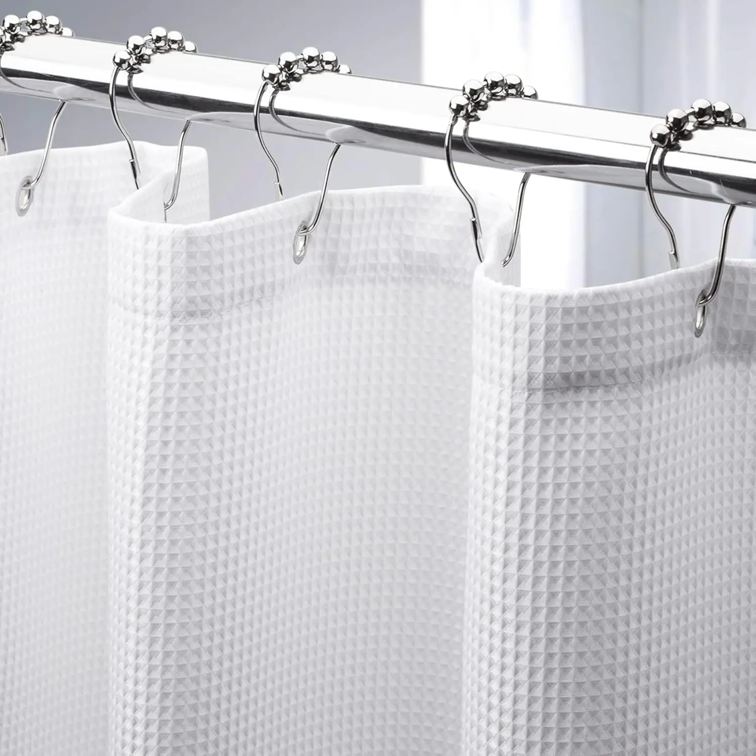 78 Inch Shower, Waffle Shower 72x78 Inches, Long Shower White Duty Hotel Quality Shower Curtains
