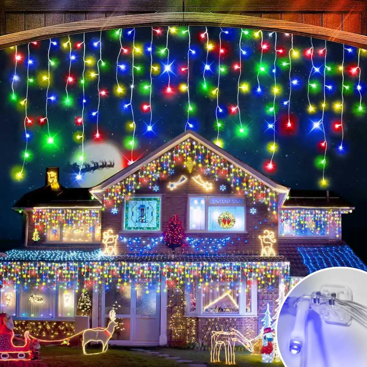 98FT Christmas Lights Outdoor Decorations 900LED Fairy String Light 12 Lighting Modes with Timer Memory  Christmas Light for Yard Roof Party Holiday Wedding Garden Decor