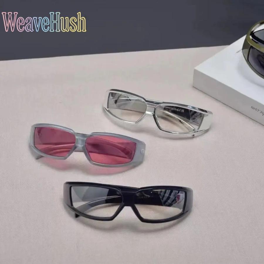 2026 Year-End Sale Cyberpunk Silver Glitter Sunglasses, Square Reflective Mirror Frame Fashion Shades, Futuristic High-Tech Cool Stylish Eyewear for Women Men, Night Out Party Music Festival Rave Club Streetwear Daily Outfits Trendy Sparkling Sun Glasses