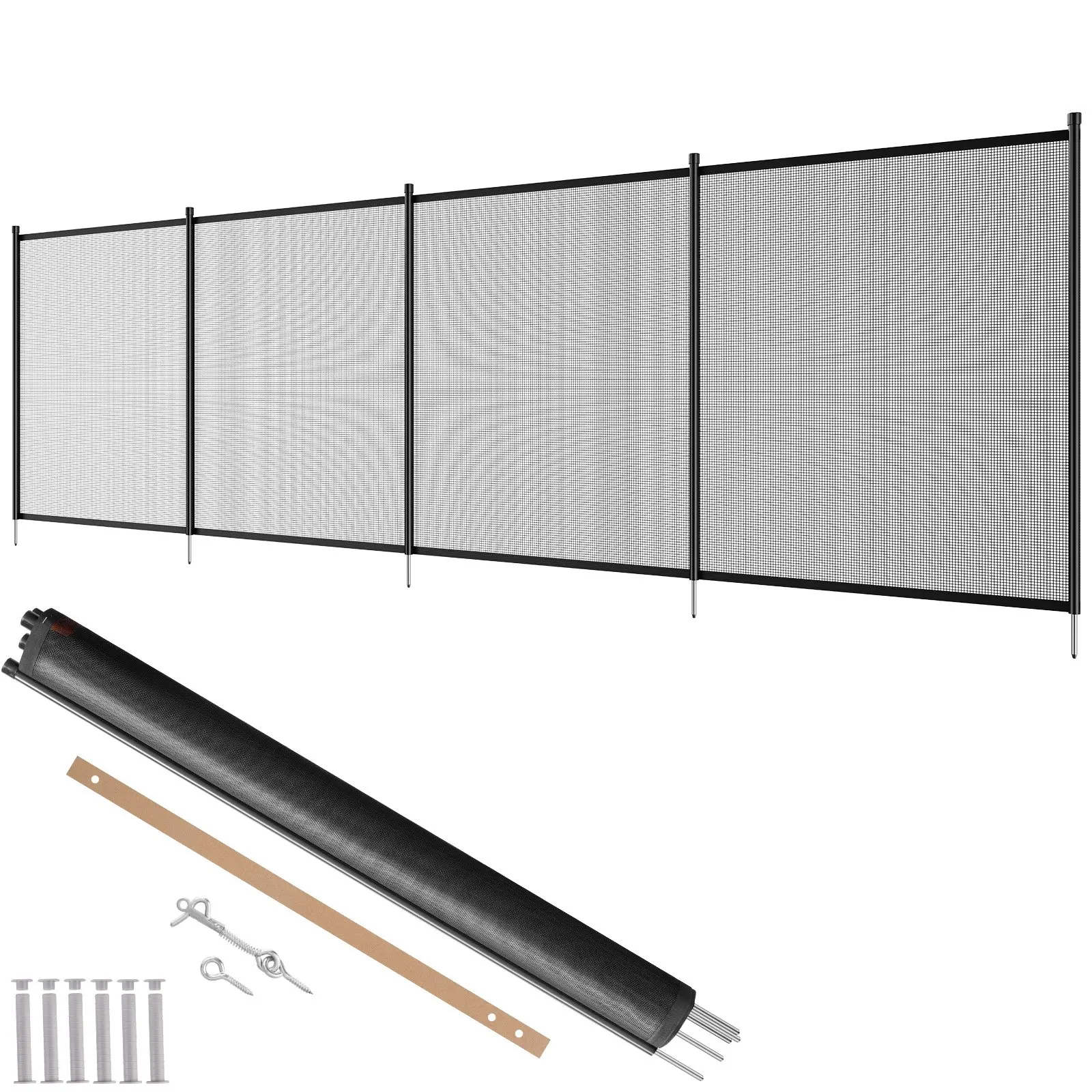 【toolupgrade】VEVOR Pool Fence, 4x 12 FT Pool Fences for Inground Pools, Removable Child Safety Pool Fencing, Easy DIY Installation Swimming Pool Fence, 340gms Teslin PVC Pool Fence Mesh Protects Kids and Pets