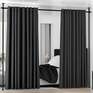 No Drilling Room Divider Curtain Rod, Adjustable 48-120in (H) 30-70in(W), Heavy Duty Floor to Ceiling Tension Rod for Temporary Privacy Room Separation-Black