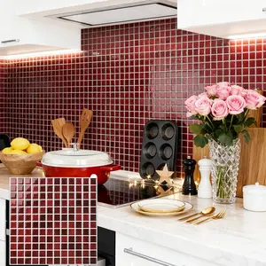 5 Sheets Mosaic 3d Wall Tiles Sticker, Peel and Stick Vinyl Wallpaper, Renter Friendly Tiles Room Wall Backsplsh  Easy Installation Durable Design for Home Decoration, Christmas Decor, Strong Adhesives Kitchen Wall Decor, Bathroom Wall Renovation