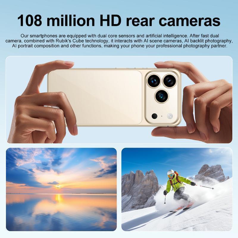 17promax I17ProMax A17 PRO MAX Android Smartphone, 7.3 Inch Dual 108MP+78MP Cameras, Long-Lasting 8000mAh Battery, Fast Charging, OTG Function, Facial Recognition Unlocking,  12GB RAM +512GB ROM, 5G Network, Unlock Cellphone smart phone