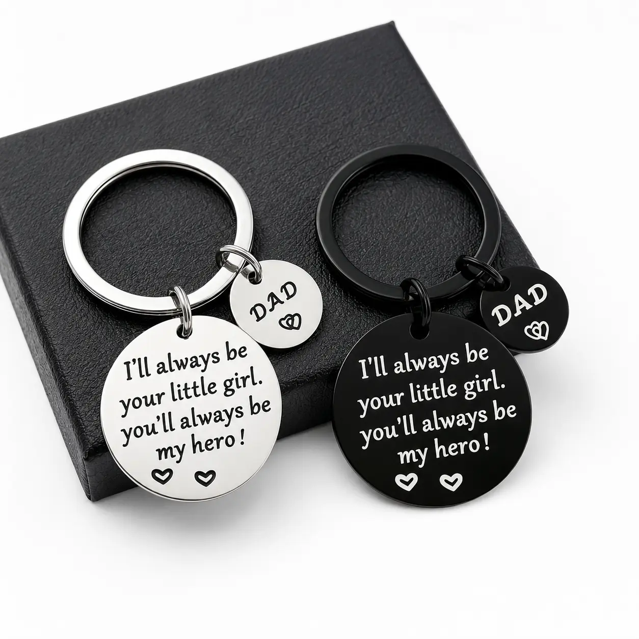 HOLDNEAR Portable Stainless Steel Dad Keychain - Daughter's "I’ll Always Be Your Little Girl" Gift with Smooth Lettering for Father’s Day, Christmas, Thanksgiving