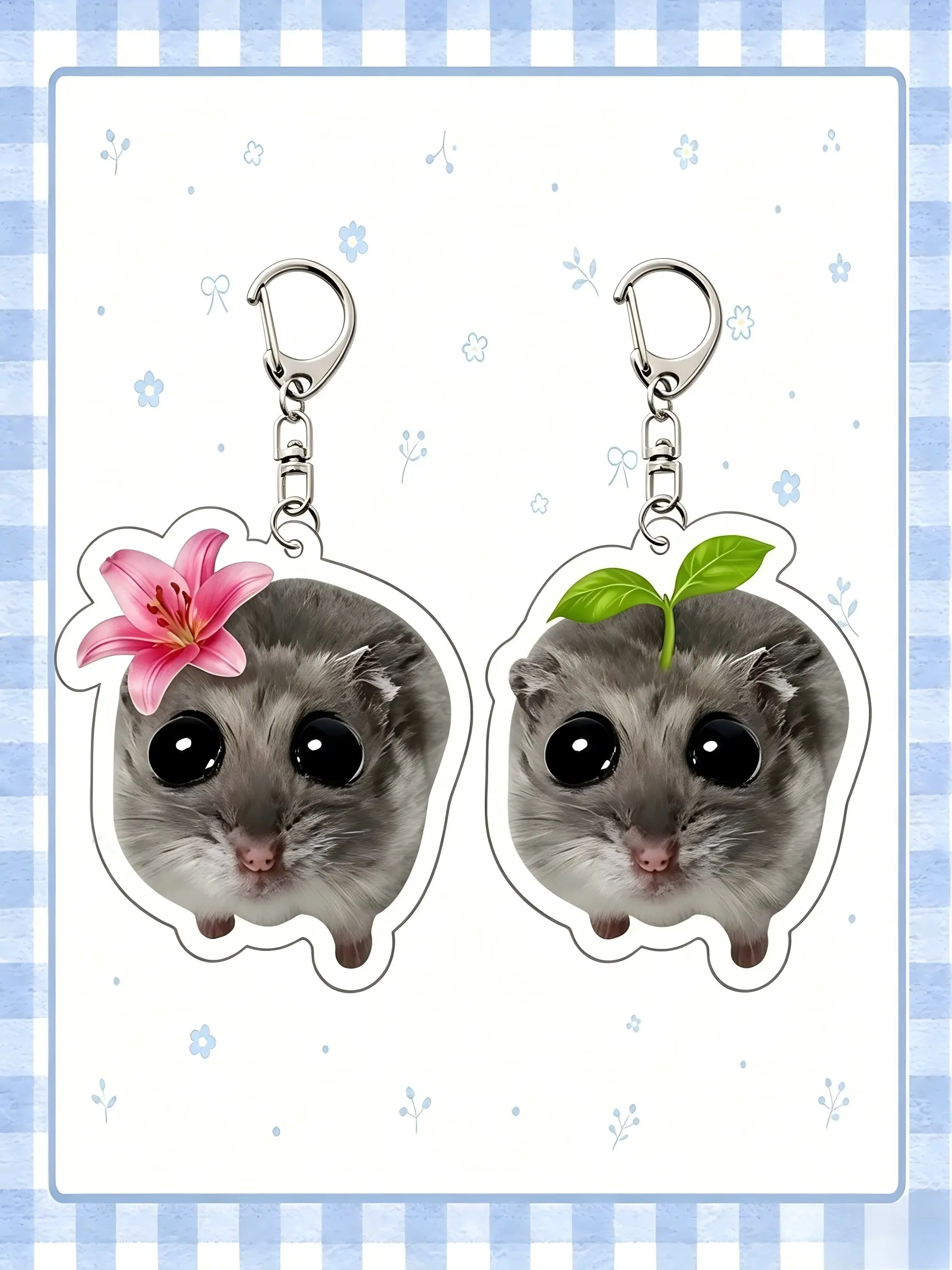 2D Cute Hamster Acrylic Keychains, Fun Animal Design, Creative Fitness Couple Gift, Siberian Husky Charm, Perfect for Friends
