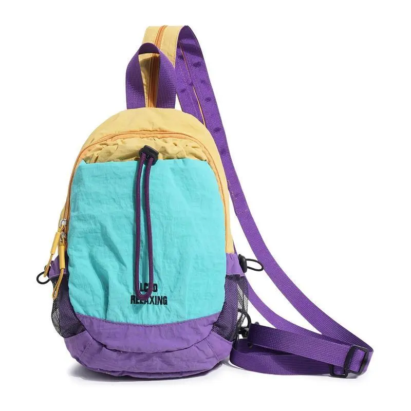 Unisex Lightweight Color Block Nylon Mini Backpack, Water Resistant Small Sports Daypack with Adjustable Straps, Compact Casual Backpack for Hiking Travel Camping