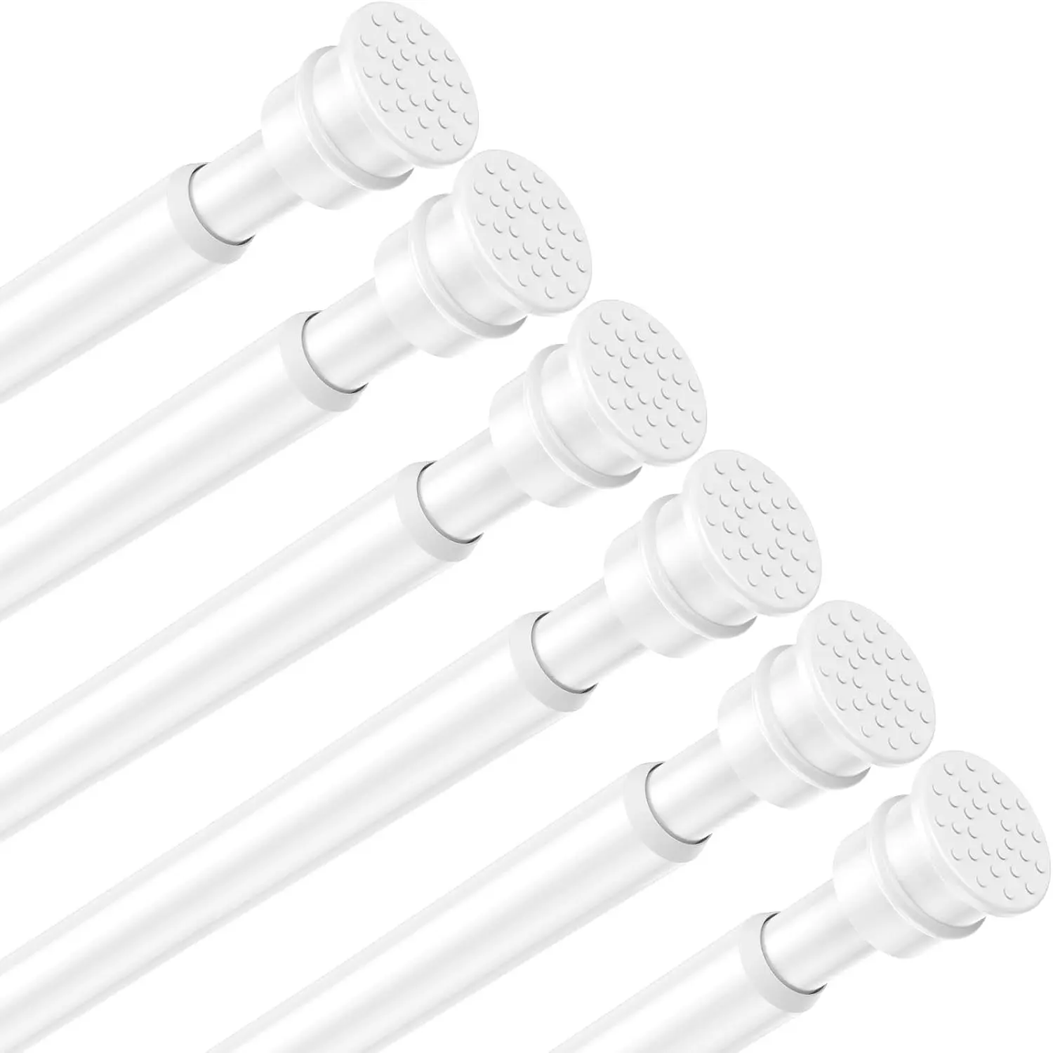 6 Pack 26-48 Inch Adjustable White Spring Tension Curtain Rods No Drilling Expandable Rod for Closet Kitchen Cupboard Wardrobe Door Bookshelf DIY Projects
