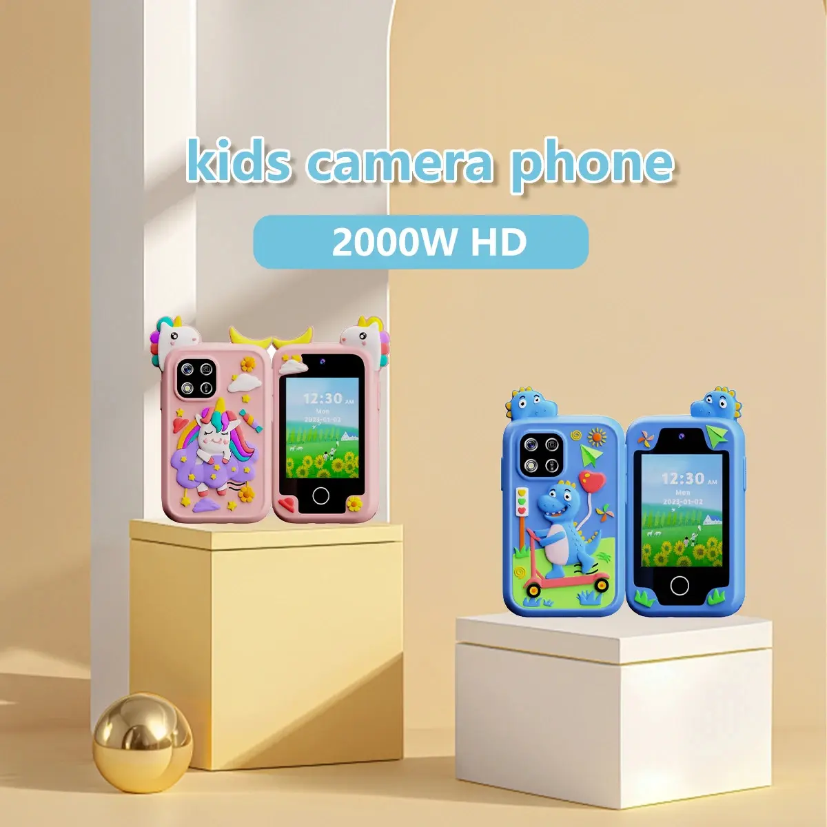 Kids' Unicorn Smart Phone Toy with 1080P Dual 200MP Point-and-Shoot Camera, Electronic Children's Gift