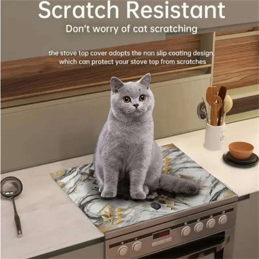 2DFlatFlower Pattern Gas Stove Cooktop Panel Protector Cover, 1 Count Heat & Scratch Resistant Stove Top Protector, Easy To Clean Stove Top Cover for Home Dining Room Barbecue Floral Pattern