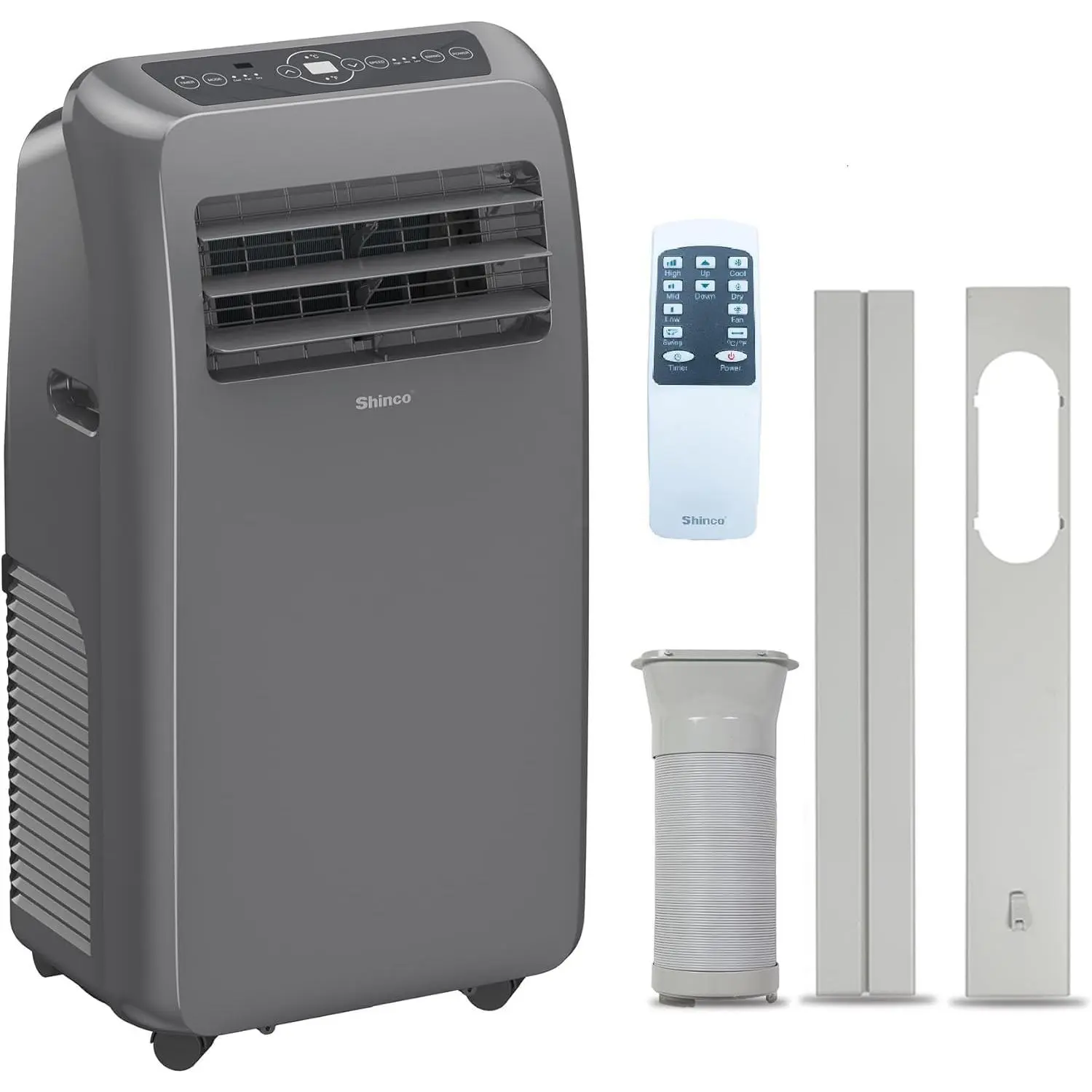 Shinco 10,000 BTU Portable Air Conditioner - 3-in-1 Cool/Dehumidifier/Fan for Rooms Up to 400 sq.ft, Remote Control & 24H Timer, Compact AC Unit for Bedroom/Office-Grey