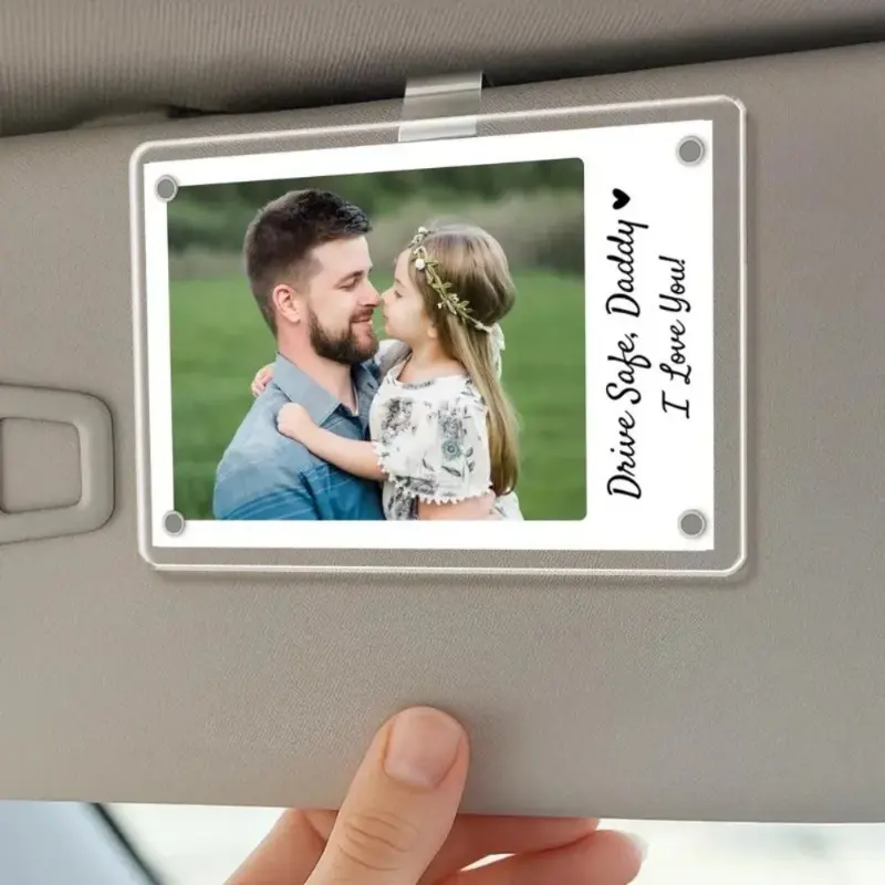Acrylic Car Sun Visor Photo Holder Easy Installation Magnetic Photo Car Visor Clip Daily Use Automotive Accessory