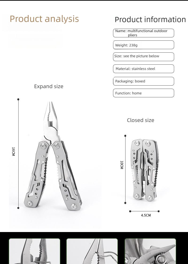 Multifunctional Outdoor Survival Folding Knife Pliers Tool with Seatbelt Cutter for Camping Hiking Emergency and Everyday Carry EDC