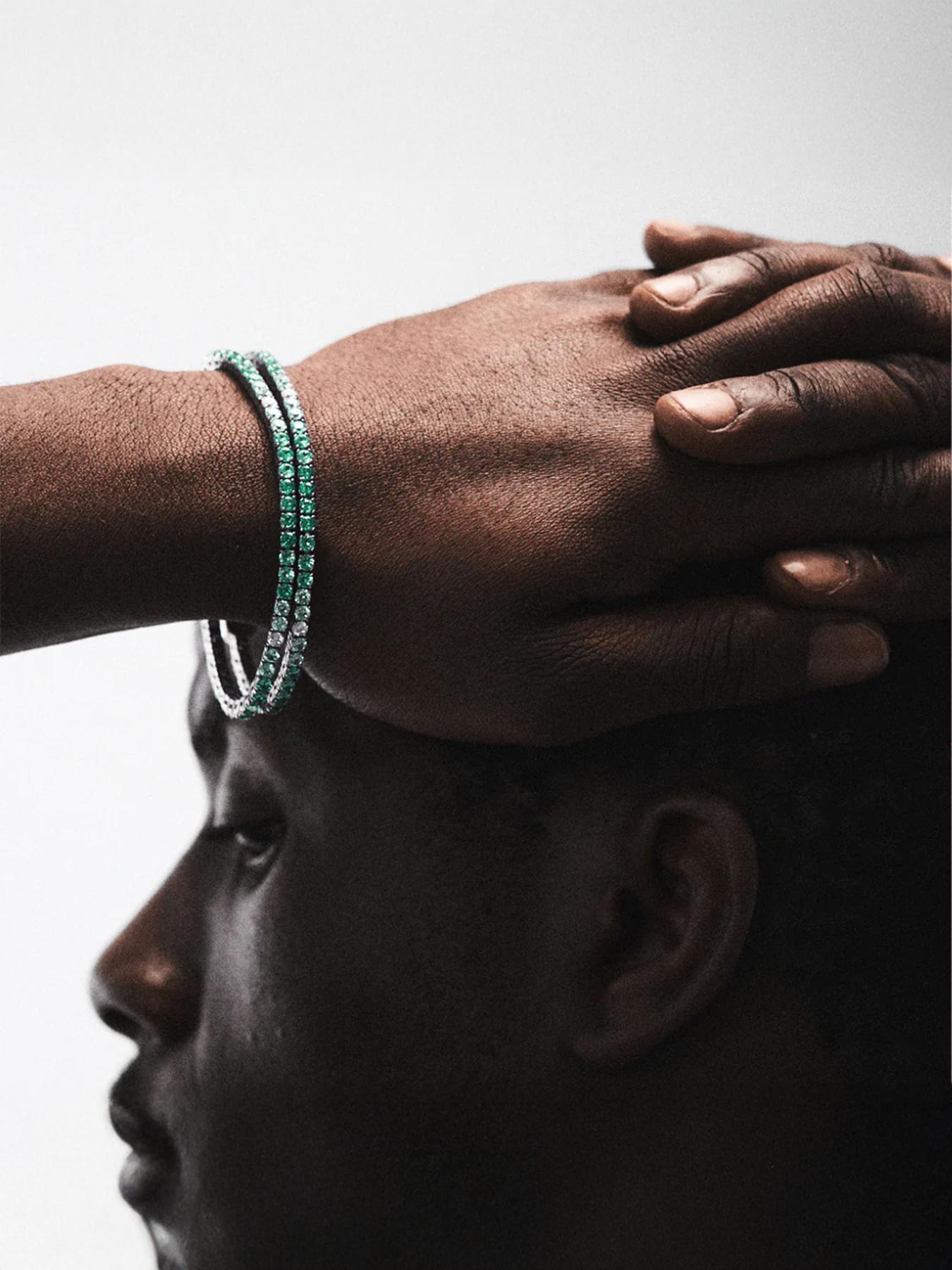 1pc ICED CHICS green zircon bracelet, hip-hop style, suitable for daily wear, gift, 4mm single-row tennis chain 1pc ICED CHICS green zircon bracelet, hip-hop style, suitable for daily wear, gift, 4mm single-row tennis chain