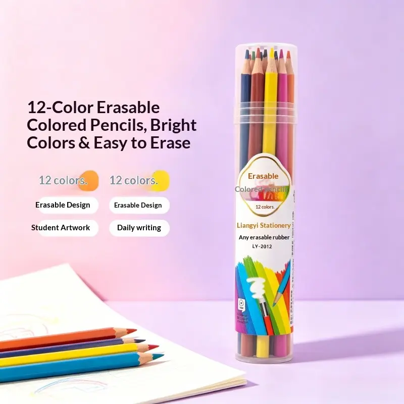 Erasable Colored Pencils 12 Pack, Pre-Sharpened Vibrant Colors, Easy Erase Design, Ideal for Kids Drawing & Sketching, School Art Supplies