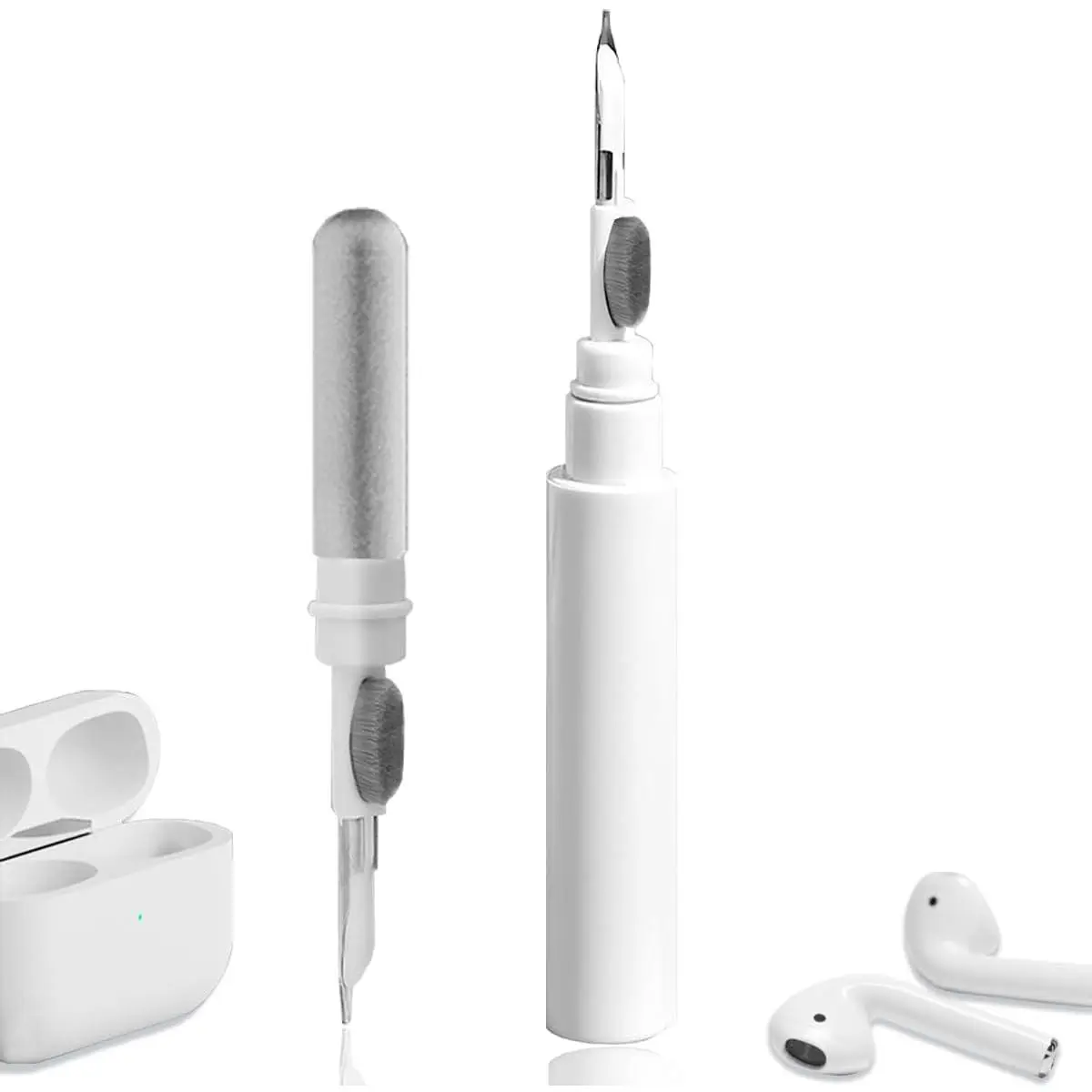 Multi-Function Digital Mobile Synthetic Cleaning Multi-Tool Kit for AirPods, AirPods Pro 1/2/3, Earbuds, Earphones, Headphones, Cameras (White)