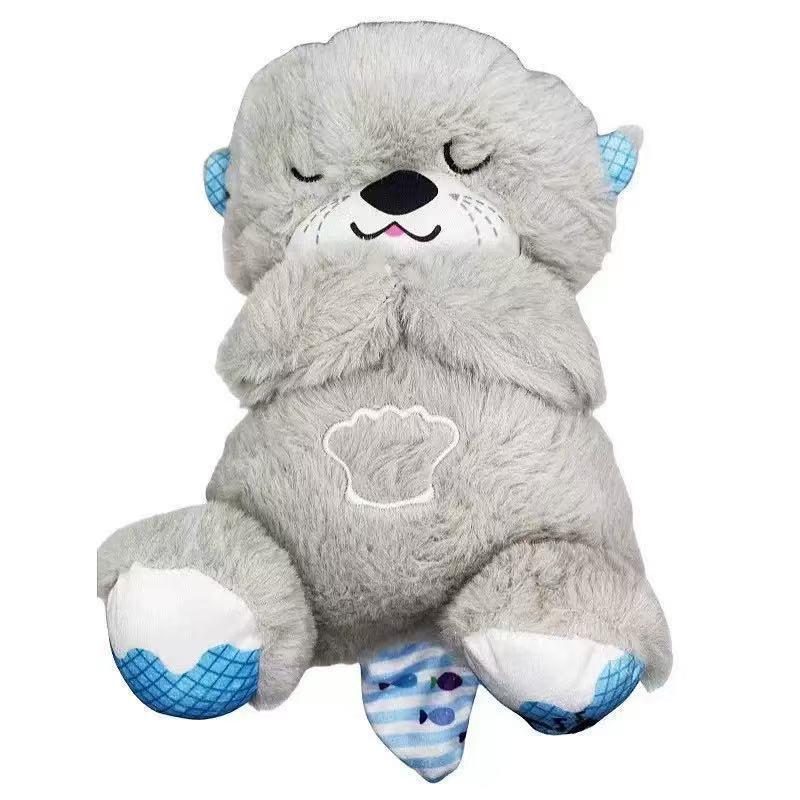 Breathing soothing plush toy for babies, sleeping doll, breathing otter with moving bear ears