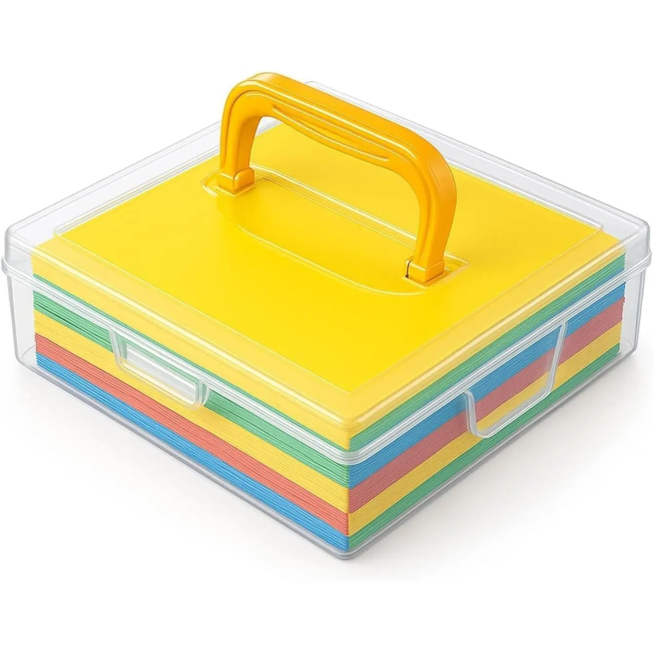 Japanese Origami Paper Storage Box, Fits 6-inch Folding Paper up to 400 Sheets, Clear Plastic Craft Organizer for Cardstock, Stamps, Sewing Kit Tools, Made in Japan