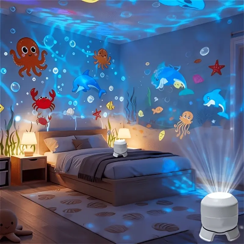 Underwater World Starry Night Projector Lamp, Bedroom Ocean Animal Atmosphere Night Light, Soft Glow Sleep Aid, Decorative Atmosphere Lamp