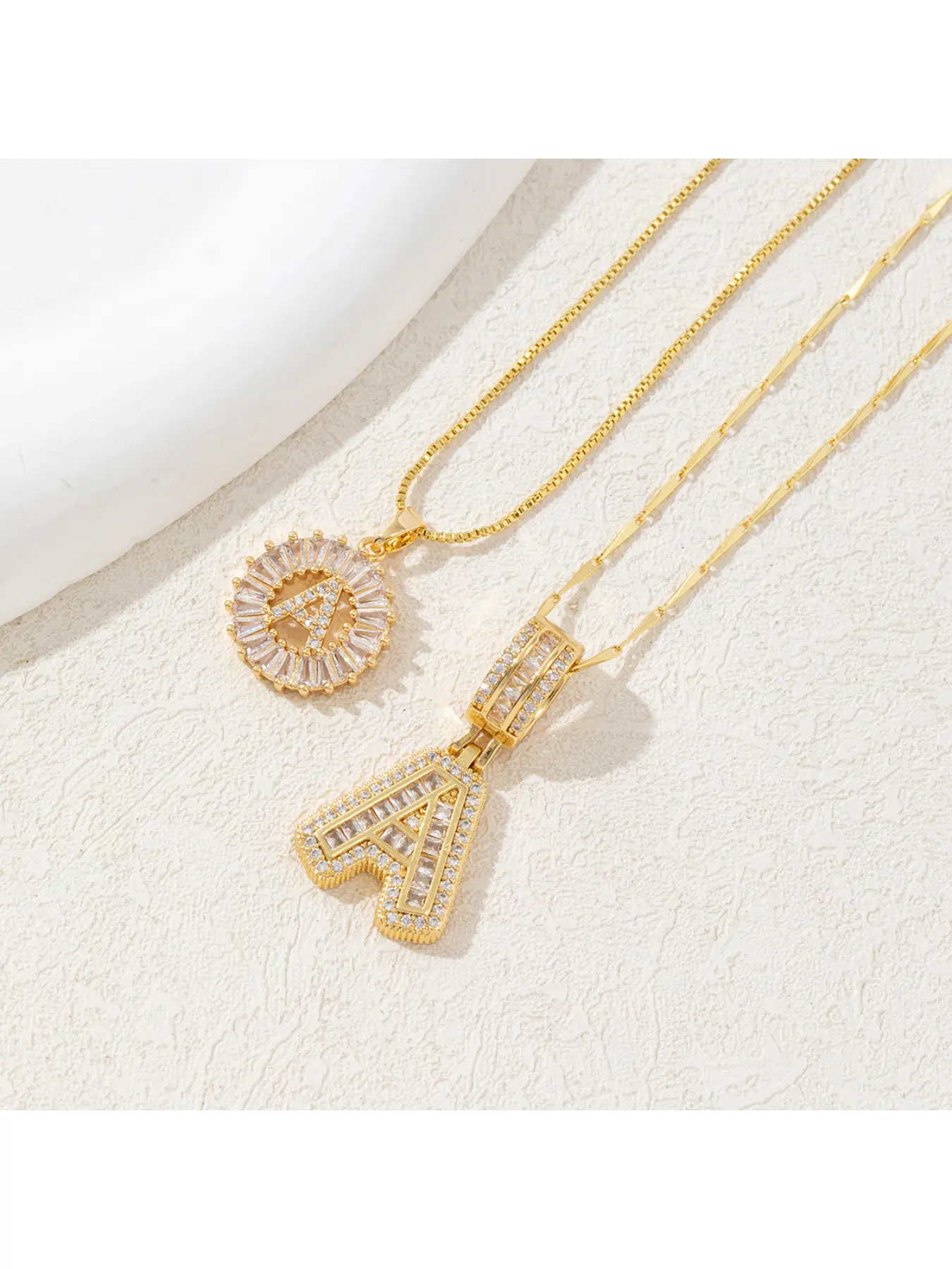 2-piece Zircon Initial Necklace Set, Bubble Pendant Inlaid with Zircon for Women, Fashion Necklaces for Men, Ideal Anniversary Gifts, Initial Letter Necklaces & Couple Jewelry Sets, Fashion Matching Necklace