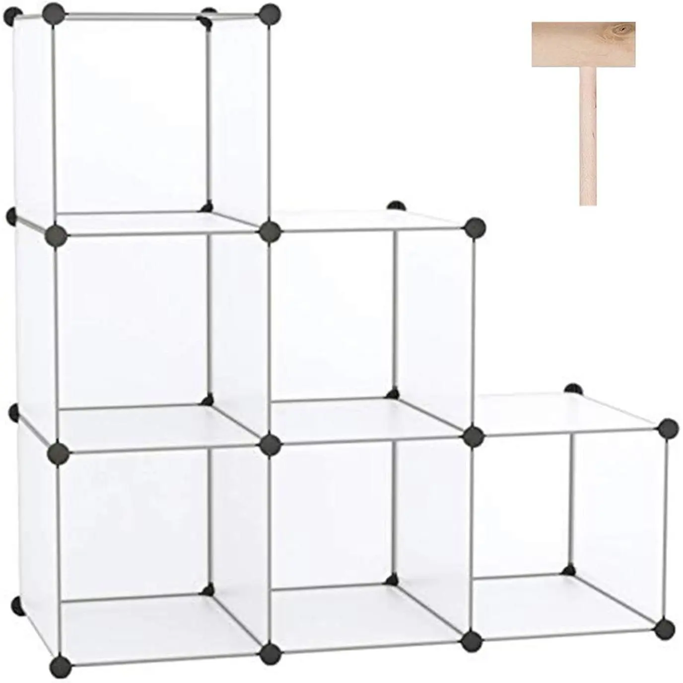 Cube Storage Organizer, 6-Cube Shelves Units, Closet Cabinet, DIY Plastic Modular Book Shelf, Ideal for Bedroom, Living Room, Office, 36.6" L x 12.4" W x 36.6" H Translucent White SBTM3506A