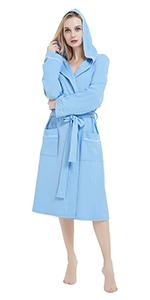 Womens Cotton Robe, Soft Kimono Spa Knit Long Bathrobe Lightweight Loungewear Womens Cotton Robe, Soft Kimono Spa Knit Long Bathrobe Lightweight Loungewear