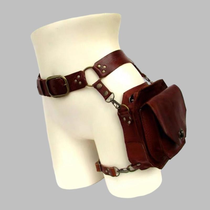 Medieval Waist Belt Drop Leg Bag Thigh Steampunk Waist Pack PU Leather Fanny Bag Motorcycle Thigh Wallet for Women